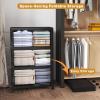 image:imageExtra Large Stackable Storage Bins with Lids amp Wheels amp DoorFoldable Collapsible Closet Organizers Plastic containers drawers for bedroom Dorm Dark160qt 4Pack with 1 top lidDark112QT