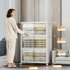 image:imageExtra Large Stackable Storage Bins with Lids amp Wheels amp DoorFoldable Collapsible Closet Organizers Plastic containers drawers for bedroom Dorm Dark160qt 4Pack with 1 top lidWhite160QT