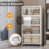 image:imageExtra Large Stackable Storage Bins with Lids amp Wheels amp DoorFoldable Collapsible Closet Organizers Plastic containers drawers for bedroom Dorm Dark160qt 4Pack with 1 top lidWhite112qt