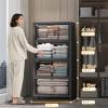 image:imageExtra Large Stackable Storage Bins with Lids amp Wheels amp DoorFoldable Collapsible Closet Organizers Plastic containers drawers for bedroom Dorm Dark160qt 4Pack with 1 top lidDark112QT