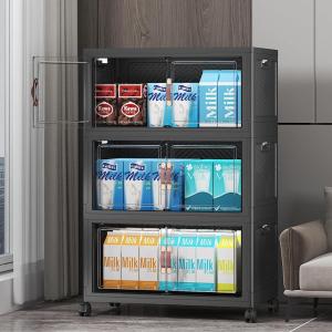 image:imageExtra Large Stackable Storage Bins with Lids amp Wheels amp DoorFoldable Collapsible Closet Organizers Plastic containers drawers for bedroom Dorm Dark160qt 4Pack with 1 top lidDark52qt