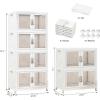 image:imageStackable Storage Bins with Doors amp Lids amp Wheels 460QT115QT4Pack Foldable Collapsible Closet Organizers for Bedroom DormWhite115QT