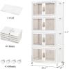 image:imageStackable Storage Bins with Doors amp Lids amp Wheels 460QT115QT4Pack Foldable Collapsible Closet Organizers for Bedroom DormWhite165QT