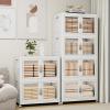 image:imageStackable Storage Bins with Doors amp Lids amp Wheels 460QT115QT4Pack Foldable Collapsible Closet Organizers for Bedroom DormWhite165QT