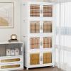 image:imageStackable Storage Bins with Doors amp Lids amp Wheels 460QT115QT4Pack Foldable Collapsible Closet Organizers for Bedroom DormWhite165QT