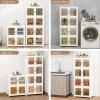 image:imageStackable Storage Bins with Doors amp Lids amp Wheels 460QT115QT4Pack Foldable Collapsible Closet Organizers for Bedroom DormWhite45QT
