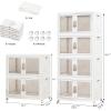 image:imageStackable Storage Bins with Doors amp Lids amp Wheels 460QT115QT4Pack Foldable Collapsible Closet Organizers for Bedroom DormWhite45QT