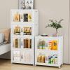 image:imageStackable Storage Bins with Doors amp Lids amp Wheels 460QT115QT4Pack Foldable Collapsible Closet Organizers for Bedroom DormWhite45QT