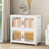 image:imageStackable Storage Bins with Doors amp Lids amp Wheels 460QT115QT4Pack Foldable Collapsible Closet Organizers for Bedroom DormWhite115QT
