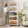 image:imageStackable Storage Bins with Lids 144QT48QT3Pack Folding Storage box with Doors and Wheels Collapsible Plastic Bins Stackable Organizer and Containers for Home Garage OfficeWhite