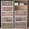 image:imageStackable Storage Bins with Lids 144QT48QT3Pack Folding Storage box with Doors and Wheels Collapsible Plastic Bins Stackable Organizer and Containers for Home Garage OfficeWhite