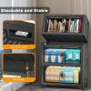 image:image144QT Lockable Storage Bins with Lids  Folding Storage box with Doors and Wheels Collapsible Plastic Bins for Closets Stackable Organizer and Containers Gifts 3 Pack CubesDark48QT12Gal