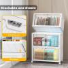 image:imageExtra Large Stackable Storage Bins with Lids amp Wheels amp DoorFoldable Collapsible Closet Organizers Plastic containers drawers for bedroom Dorm Dark120qt 4Pack with 1 top lidWhite52qt