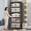 image:imageExtra Large Stackable Storage Bins with Lids amp Wheels amp DoorFoldable Collapsible Closet Organizers Plastic containers drawers for bedroom Dorm Dark120qt 4Pack with 1 top lidDark160qt