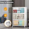 image:imageExtra Large Stackable Storage Bins with Lids amp Wheels amp DoorFoldable Collapsible Closet Organizers Plastic containers drawers for bedroom Dorm Dark120qt 4Pack with 1 top lidWhite52qt