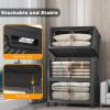image:imageExtra Large Stackable Storage Bins with Lids amp Wheels amp DoorFoldable Collapsible Closet Organizers Plastic containers drawers for bedroom Dorm Dark120qt 4Pack with 1 top lidDark160qt