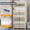 image:imageExtra Large Stackable Storage Bins with Lids amp Wheels amp DoorFoldable Collapsible Closet Organizers Plastic containers drawers for bedroom Dorm Dark120qt 4Pack with 1 top lidWhite160QT