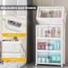 image:imageExtra Large Stackable Storage Bins with Lids amp Wheels amp DoorFoldable Collapsible Closet Organizers Plastic containers drawers for bedroom Dorm Dark120qt 4Pack with 1 top lidWhite52qt