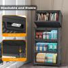 image:imageExtra Large Stackable Storage Bins with Lids amp Wheels amp DoorFoldable Collapsible Closet Organizers Plastic containers drawers for bedroom Dorm Dark120qt 4Pack with 1 top lidDark55qt