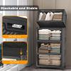 image:imageExtra Large Stackable Storage Bins with Lids amp Wheels amp DoorFoldable Collapsible Closet Organizers Plastic containers drawers for bedroom Dorm Dark120qt 4Pack with 1 top lidDark120qt