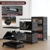image:imageStackable Storage Bins Storage Bins with Lids Folding Storage box with Doors and Wheels Collapsible Plastic Drawers for Home Garage Office Black