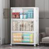 image:imageExtra Large Stackable Storage Bins with Lids amp Wheels amp DoorFoldable Collapsible Closet Organizers Plastic containers drawers for bedroom Dorm Dark120qt 4Pack with 1 top lidWhite52qt