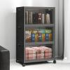 image:imageStackable Storage Bins Storage Bins with Lids Folding Storage box with Doors and Wheels Collapsible Plastic Drawers for Home Garage Office Black