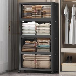 image:imageExtra Large Stackable Storage Bins with Lids amp Wheels amp DoorFoldable Collapsible Closet Organizers Plastic containers drawers for bedroom Dorm Dark120qt 4Pack with 1 top lidDark120qt