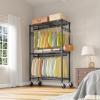 image:imageVIPEK R2X Expandable Portable Closet with Lockable Wheels 600lbs Capacity Heavy Duty Rolling Clothes Rack wAdjustable Shelves amp Hanger Rod 2 to 35 Metal Clothing Rack for Small Spaces Black