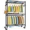 image:imageVIPEK R2X Expandable Portable Closet with Lockable Wheels 600lbs Capacity Heavy Duty Rolling Clothes Rack wAdjustable Shelves amp Hanger Rod 2 to 35 Metal Clothing Rack for Small Spaces Black
