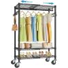 image:imageVIPEK R3X Expandable Clothes Rack with Lockable Wheels 600 lbs Capacity Heavy Duty Rolling Garment Rack with Adjustable Width 2 to 35 Shelves SpaceSaving Storage Closet for Small Space Black