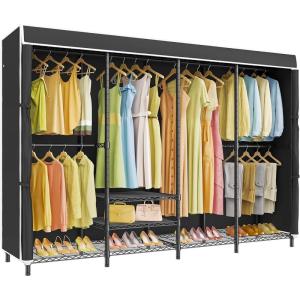 image:imageVIPEK V40C Medium Covered Clothes Rack Freestanding Clothing Rack with Black Oxford Fabric Cover for Hanging Clothes Adjustable Portable Closet Wardrobe for Bedroom amp Walkin Closet Max Load 900LBSBlack Rack With Black Cover