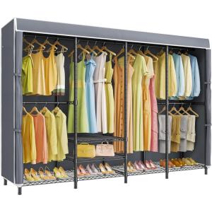 image:imageVIPEK V40C Medium Covered Clothes Rack Freestanding Clothing Rack with Black Oxford Fabric Cover for Hanging Clothes Adjustable Portable Closet Wardrobe for Bedroom amp Walkin Closet Max Load 900LBSBlack Rack With Grey Cover