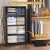 image:imageUAMFURI Extra Large Stackable Storage Bins with Lids amp Wheels Foldable Plastic Storage Bins 1 White 302080Black