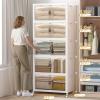 image:imageUAMFURI Extra Large Stackable Storage Bins with Lids amp Wheels Foldable Plastic Storage Bins 1 White 302080white