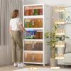 image:imageUAMFURI Extra Large Stackable Storage Bins with Lids amp Wheels Foldable Plastic Storage Bins 1 White 302080white