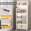 image:imageUAMFURI Stackable Storage Bins with Lids Extra Large Plastic Organizer Cabinet Drawers 336QT Collapsible Closet Containers with Doors and WheelsFor Bedroom Kitchen Office Garage3Pack CubeWhite112QT28Gal