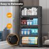 image:imageUAMFURI Stackable Storage Bins with Lids Extra Large Plastic Organizer Cabinet Drawers 336QT Collapsible Closet Containers with Doors and WheelsFor Bedroom Kitchen Office Garage3Pack CubeDark48QT12Gal