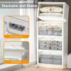 image:imageUAMFURI Stackable Storage Bins with Lids amp Wheels amp Door Foldable Collapsible Closet Organizers Extra Large Plastic Storage Drawers for Bedroom Dorm Office Garage White112qt 4Pack with 1 top lidWhite175QT