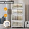 image:imageUAMFURI Stackable Storage Bins with Lids amp Wheels amp Door Foldable Collapsible Closet Organizers Extra Large Plastic Storage Drawers for Bedroom Dorm Office Garage White112qt 4Pack with 1 top lidWhite175QT