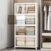 image:imageUAMFURI Stackable Storage Bins with Lids amp Wheels amp Door Foldable Collapsible Closet Organizers Extra Large Plastic Storage Drawers for Bedroom Dorm Office Garage White112qt 4Pack with 1 top lidWhite112qt