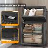 image:imageUAMFURI Stackable Storage Bins with Lids amp Wheels amp Door Foldable Collapsible Closet Organizers Extra Large Plastic Storage Drawers for Bedroom Dorm Office Garage White112qt 4Pack with 1 top lidDark112QT