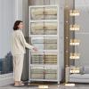 image:imageUAMFURI Stackable Storage Bins with Lids amp Wheels amp Door Foldable Collapsible Closet Organizers Extra Large Plastic Storage Drawers for Bedroom Dorm Office Garage White112qt 4Pack with 1 top lidWhite175QT