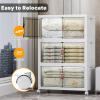 image:imageUAMFURI Stackable Storage Bins with Lids amp Wheels amp Door Foldable Collapsible Closet Organizers Extra Large Plastic Storage Drawers for Bedroom Dorm Office Garage White112qt 4Pack with 1 top lidWhite112qt