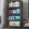 image:imageUAMFURI Stackable Storage Bins with Lids amp Wheels amp Door Foldable Collapsible Closet Organizers Extra Large Plastic Storage Drawers for Bedroom Dorm Office Garage White112qt 4Pack with 1 top lidDark55qt
