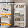 image:imageUAMFURI Stackable Storage Bins with Lids amp Wheels amp Door Foldable Collapsible Closet Organizers Extra Large Plastic Storage Drawers for Bedroom Dorm Office Garage White112qt 4Pack with 1 top lidWhite112qt