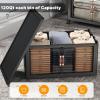 image:imageUAMFURI Stackable Storage Bins with Lids amp Wheels amp Door Foldable Collapsible Closet Organizers Extra Large Plastic Storage Drawers for Bedroom Dorm Office Garage White112qt 4Pack with 1 top lidDark112QT