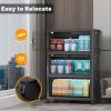 image:imageUAMFURI Stackable Storage Bins with Lids amp Wheels amp Door Foldable Collapsible Closet Organizers Extra Large Plastic Storage Drawers for Bedroom Dorm Office Garage White112qt 4Pack with 1 top lidDark55qt