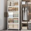 image:imageUAMFURI Stackable Storage Bins with Lids amp Wheels amp Door Foldable Collapsible Closet Organizers Extra Large Plastic Storage Drawers for Bedroom Dorm Office Garage White112qt 4Pack with 1 top lidWhite112qt