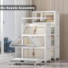 image:imageUAMFURI Stackable Storage Bins with Lids amp Wheels amp Door Foldable Collapsible Closet Organizers Extra Large Plastic Storage Drawers for Bedroom Dorm Office Garage White112qt 4Pack with 1 top lidWhite112qt